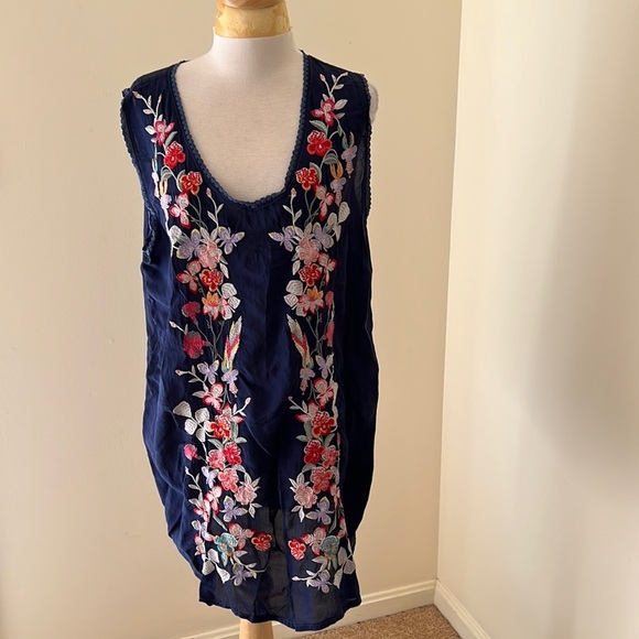 New! JOHNNY WAS Size XL cattleya embroidered long tunic top